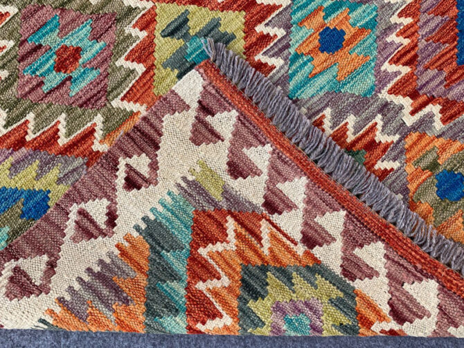 New Afghan Chobi Hand Woven Veg Dyed Wool Kilim Area Rug 4.10 x 3.3 Ft (1787 HM) - Image 7