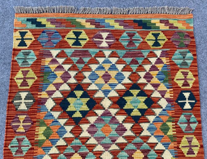 New Afghan Chobi Hand Woven Veg Dyed Wool Kilim Area Rug 4.11 x 3.3 Ft (1788 HM) - Image 4
