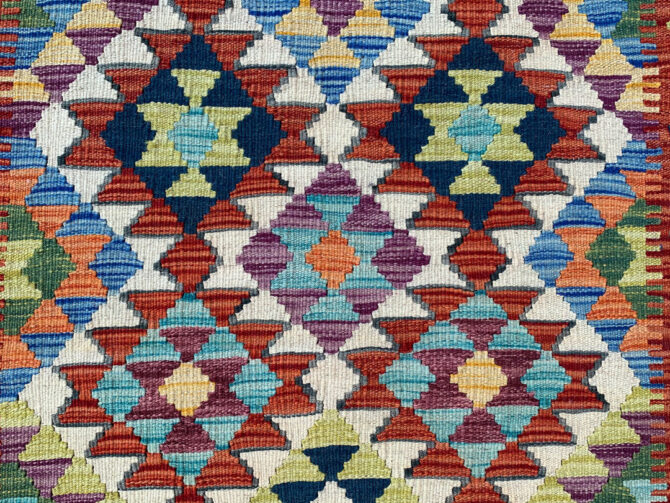New Afghan Chobi Hand Woven Veg Dyed Wool Kilim Area Rug 4.11 x 3.3 Ft (1788 HM) - Image 5