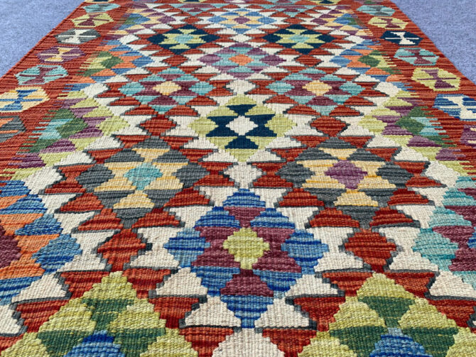 New Afghan Chobi Hand Woven Veg Dyed Wool Kilim Area Rug 4.11 x 3.3 Ft (1788 HM) - Image 3