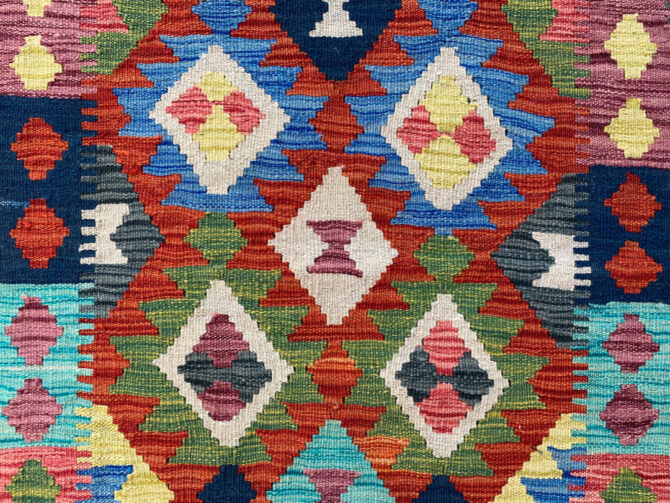 New Afghan Chobi Hand Woven Veg Dyed Wool Kilim Area Rug 4.11 x 3.3 Ft (1794 HM) - Image 5