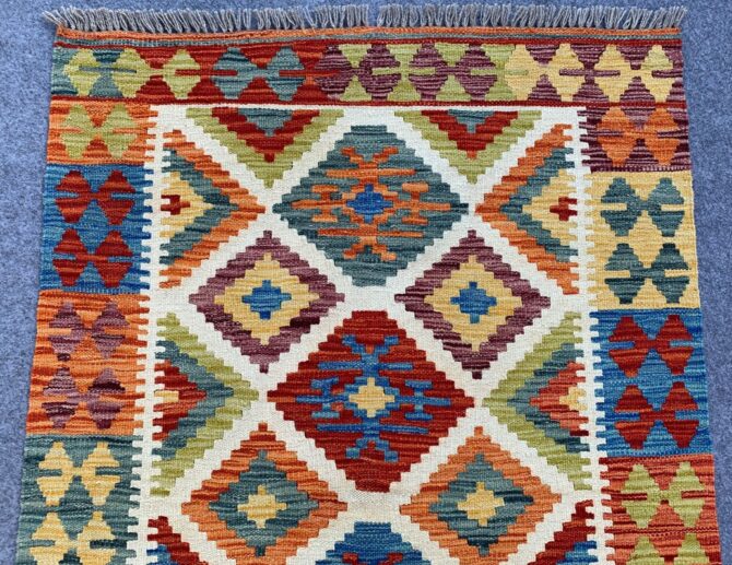 New Afghan Chobi Hand Woven Veg Dyed Wool Kilim Area Rug 4.8 x 3.3 Ft (1795 HM) - Image 4