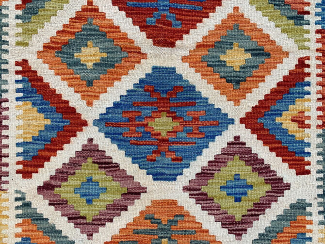 New Afghan Chobi Hand Woven Veg Dyed Wool Kilim Area Rug 4.8 x 3.3 Ft (1795 HM) - Image 5