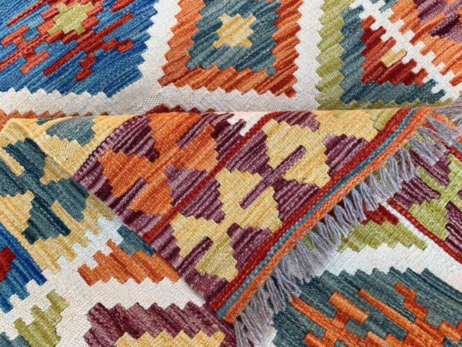 New Afghan Chobi Hand Woven Veg Dyed Wool Kilim Area Rug 4.8 x 3.3 Ft (1795 HM) - Image 6