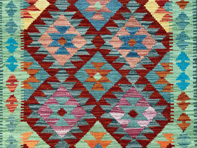 New Afghan Chobi Hand Woven Veg Dyed Wool Kilim Area Rug 5.4 x 3.5 Ft (1797 HM) - Image 5