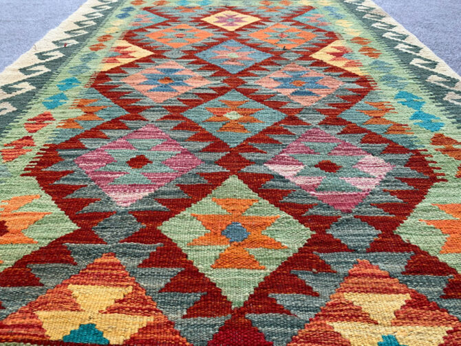 New Afghan Chobi Hand Woven Veg Dyed Wool Kilim Area Rug 5.4 x 3.5 Ft (1797 HM) - Image 4