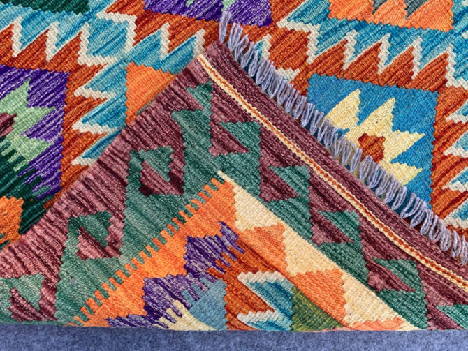 New Afghan Chobi Hand Woven Veg Dyed Wool Kilim Area Rug 5.2 x 3.5 Ft (1798 HM) - Image 7