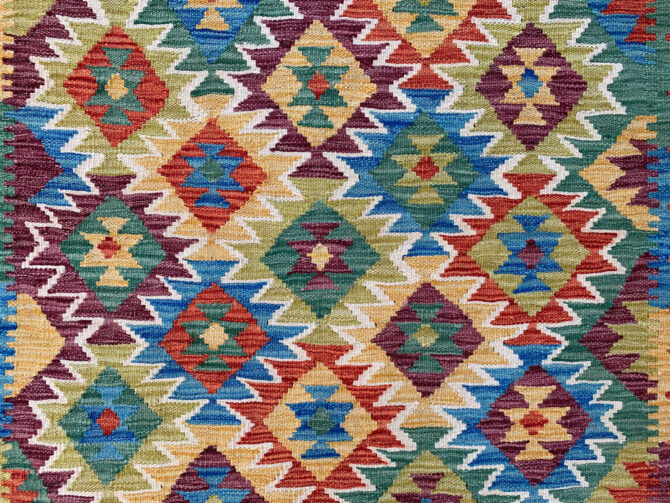 New Afghan Chobi Hand Woven Veg Dyed Wool Kilim Area Rug 4.11 x 3.6 Ft (1802 HM) - Image 5