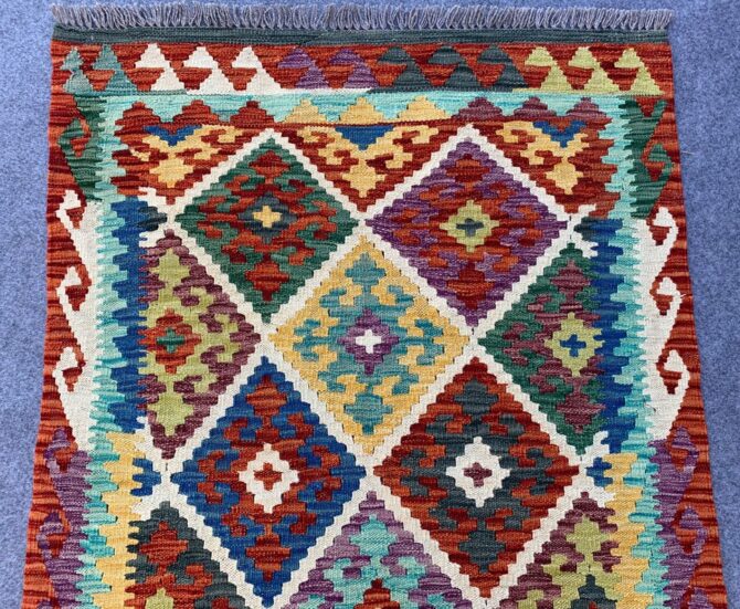 New Afghan Chobi Hand Woven Veg Dyed Wool Kilim Area Rug 4.9 x 3.3 Ft (1806 HM) - Image 4