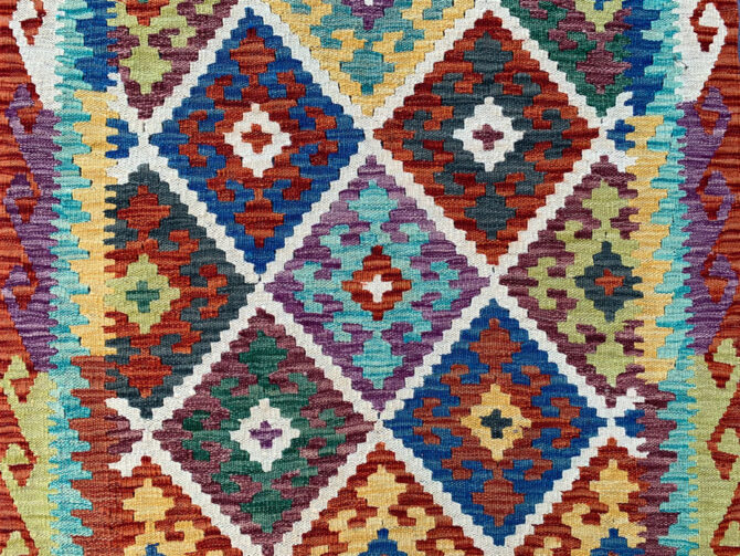 New Afghan Chobi Hand Woven Veg Dyed Wool Kilim Area Rug 4.9 x 3.3 Ft (1806 HM) - Image 5
