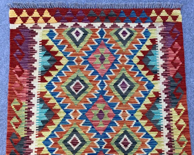 New Afghan Chobi Hand Woven Veg Dyed Wool Kilim Area Rug 4.9 x 3.6 Ft (1809 HM) - Image 4