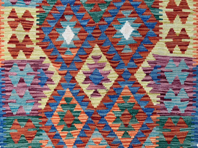 New Afghan Chobi Hand Woven Veg Dyed Wool Kilim Area Rug 4.6 x 3.3 Ft (1810 HM) - Image 5
