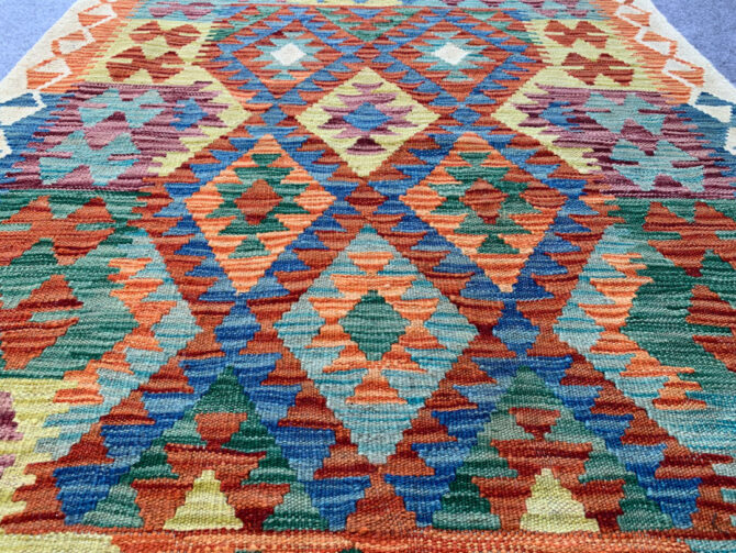 New Afghan Chobi Hand Woven Veg Dyed Wool Kilim Area Rug 4.6 x 3.3 Ft (1810 HM) - Image 3