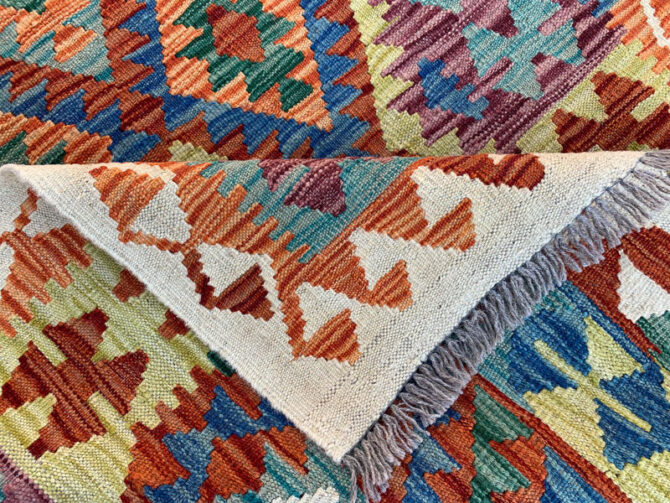 New Afghan Chobi Hand Woven Veg Dyed Wool Kilim Area Rug 4.6 x 3.3 Ft (1810 HM) - Image 6