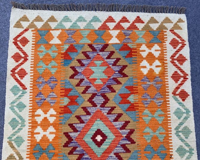 New Afghan Chobi Hand Woven Veg Dyed Wool Kilim Area Rug 4.10 x 3.3 Ft (1815 HM) - Image 4