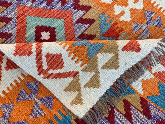 New Afghan Chobi Hand Woven Veg Dyed Wool Kilim Area Rug 4.10 x 3.3 Ft (1815 HM) - Image 6