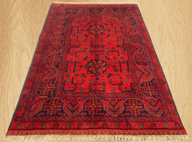 Authentic Hand Knotted Afghan Khal Muhammadi Wool Area Rug 4.10 X 3.5 Ft (781 HM)