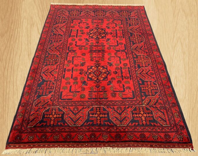 Authentic Hand Knotted Afghan Khal Muhammadi Wool Area Rug 4.10 X 3.5 Ft (781 HM) - Image 2