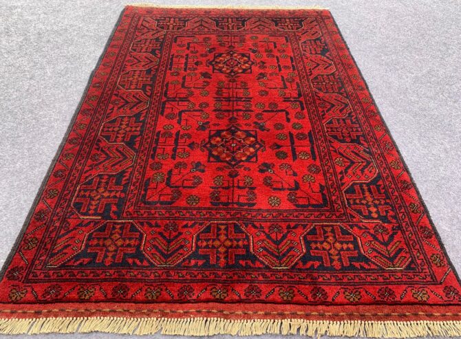 Authentic Hand Knotted Afghan Khal Muhammadi Wool Area Rug 4.10 X 3.5 Ft (781 HM) - Image 3