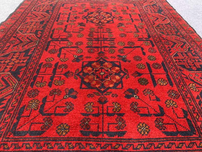 Authentic Hand Knotted Afghan Khal Muhammadi Wool Area Rug 4.10 X 3.5 Ft (781 HM) - Image 4