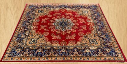 Authentic Hand Knotted Vintage Qirmoun Wool Area Rug 7.5 X 6.8 Ft (383 Ger)