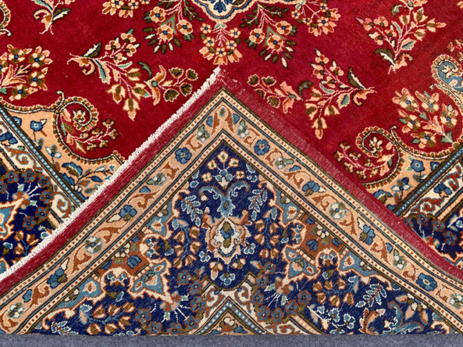 Authentic Hand Knotted Vintage Qirmoun Wool Area Rug 7.5 X 6.8 Ft - Image 8