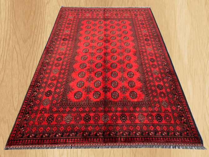 Authentic Hand Knotted Vintage Afghan Turkmen Moori Wool Area Rug 7.11 X 5.5 Ft (422 Ger) - Image 2