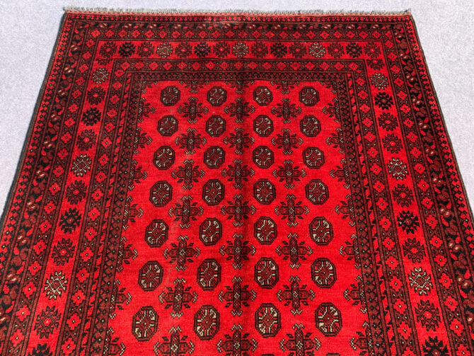 Authentic Hand Knotted Vintage Afghan Turkmen Moori Wool Area Rug 7.11 X 5.5 Ft (422 Ger) - Image 5