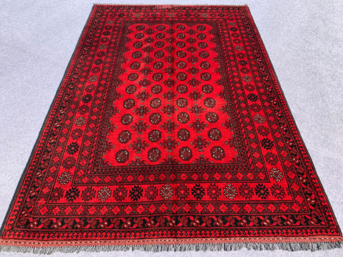 Authentic Hand Knotted Vintage Afghan Turkmen Moori Wool Area Rug 7.11 X 5.5 Ft (422 Ger) - Image 3