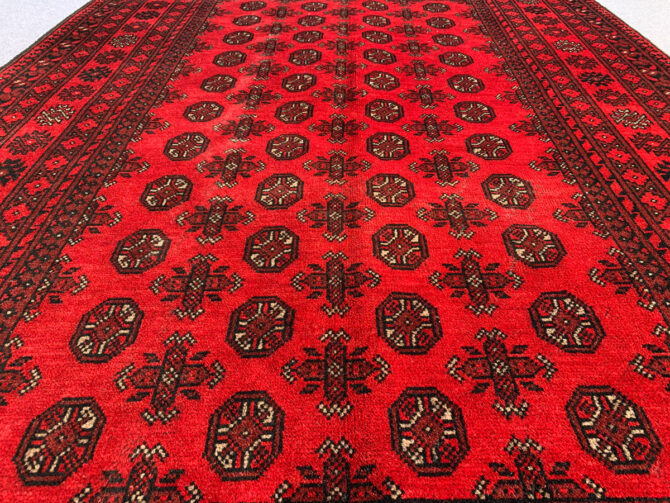 Authentic Hand Knotted Vintage Afghan Turkmen Moori Wool Area Rug 7.11 X 5.5 Ft (422 Ger) - Image 4