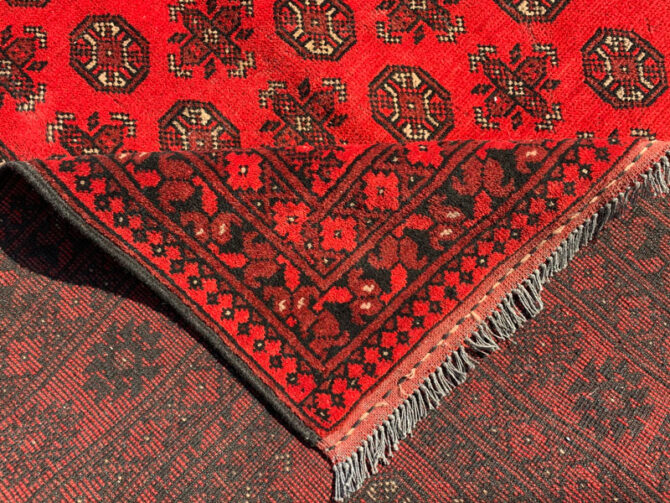 Authentic Hand Knotted Vintage Afghan Turkmen Moori Wool Area Rug 7.11 X 5.5 Ft (422 Ger) - Image 7