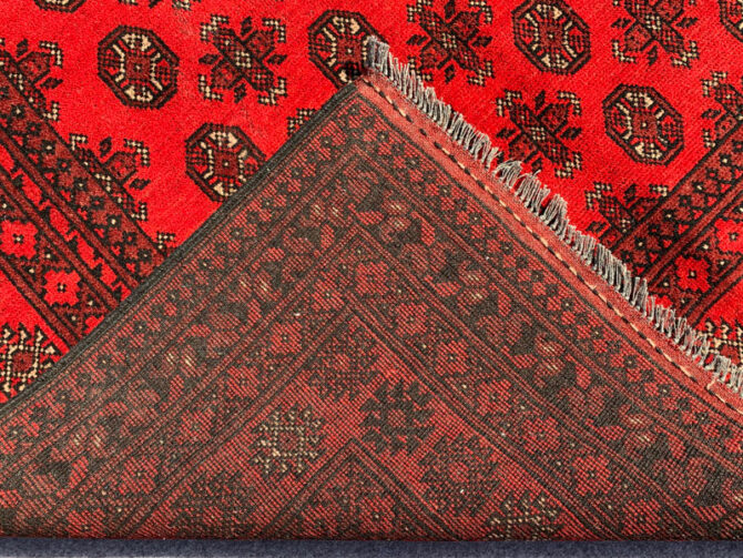 Authentic Hand Knotted Vintage Afghan Turkmen Moori Wool Area Rug 7.11 X 5.5 Ft (422 Ger) - Image 8