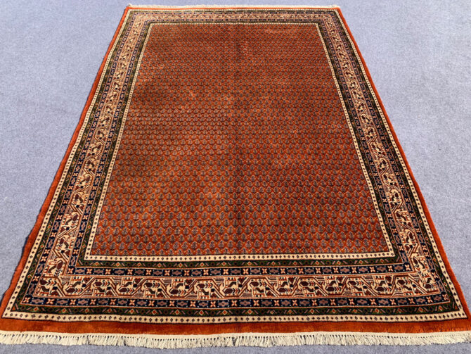 Authentic Hand Knotted Vintage Badam Gul Mir Wool Area Rug 7.10 X 5.5 Ft (426 Ger) - Image 3