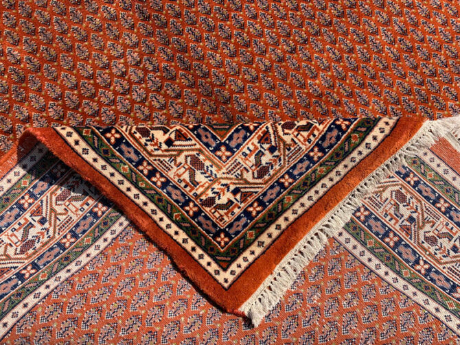 Authentic Hand Knotted Vintage Badam Gul Mir Wool Area Rug 7.10 X 5.5 Ft (426 Ger) - Image 7