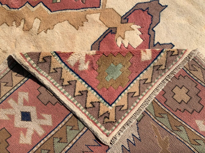 Authentic Hand Knotted Vintage Turkish Wool Area Rug 9.10 X 6.10 Ft - Image 7