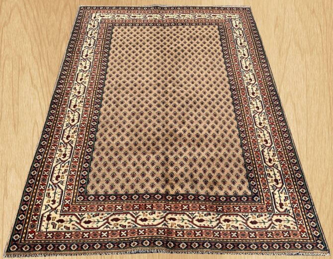 Authentic Hand Knotted Vintage Badam Gull Mir Wool Area Rug 7.9 X 5.6 Ft (440 Ger) - Image 2