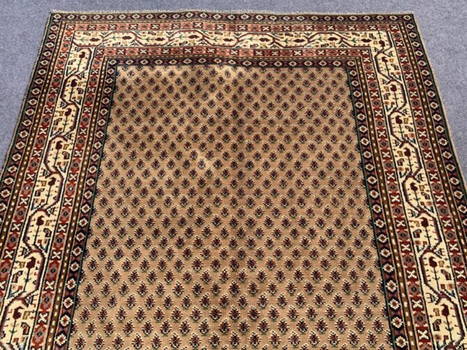 Authentic Hand Knotted Vintage Badam Gull Mir Wool Area Rug 7.9 X 5.6 Ft (440 Ger) - Image 5