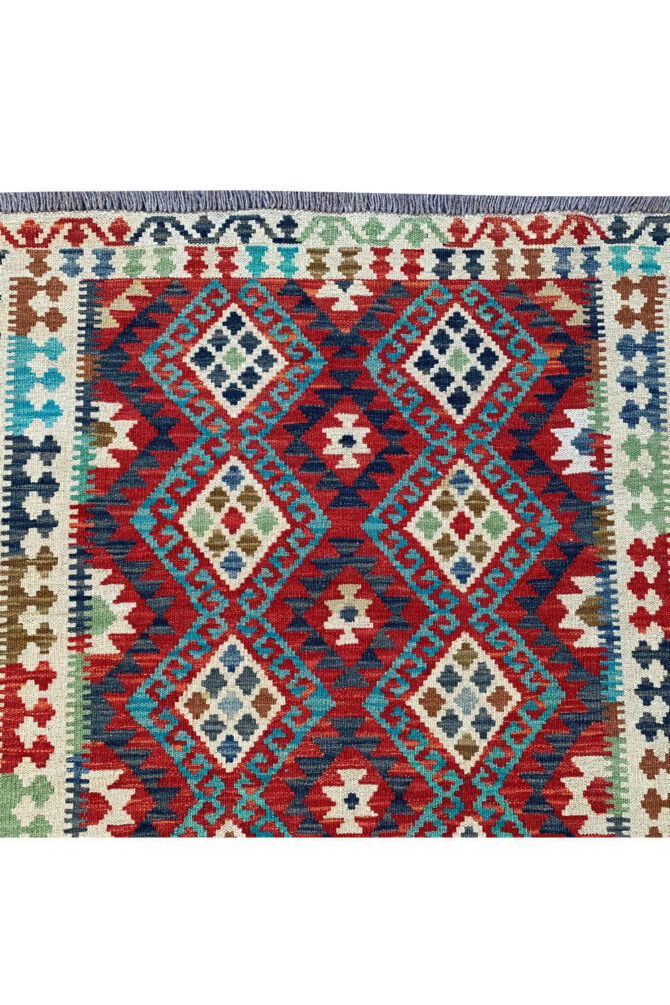 New Afghan Chobi Hand Woven Veg Dyed Wool Kilim Area Rug 5.0 x 3.3 Ft (1816 HM) - Image 4
