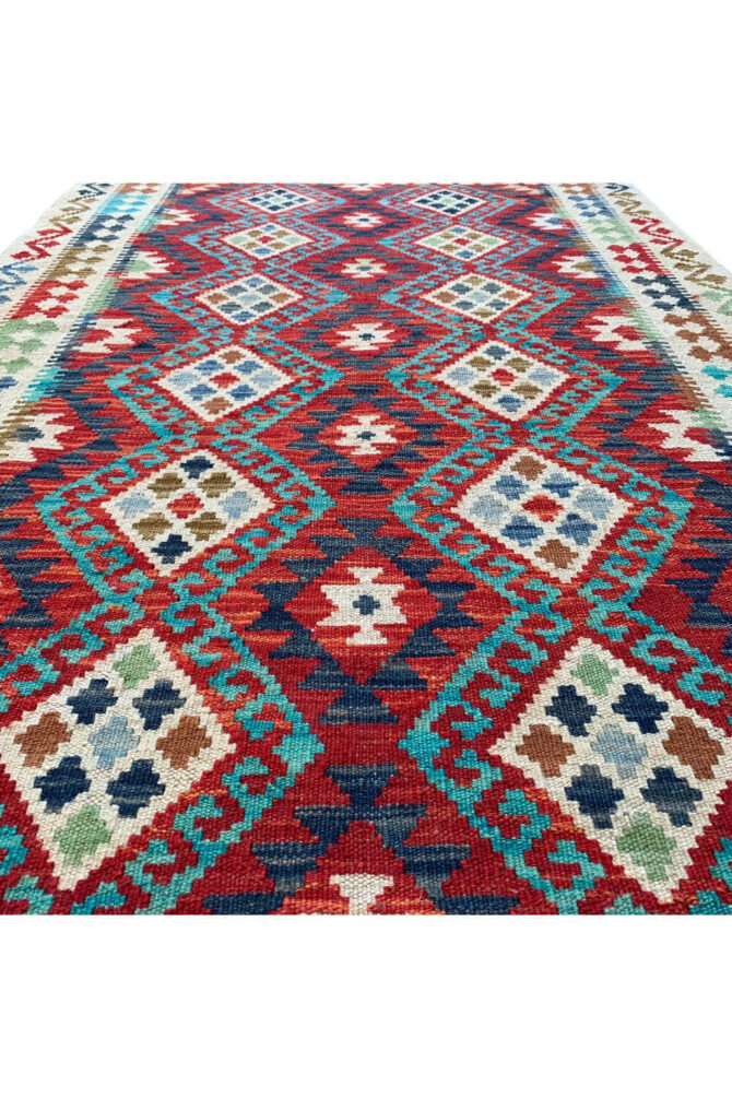 New Afghan Chobi Hand Woven Veg Dyed Wool Kilim Area Rug 5.0 x 3.3 Ft (1816 HM) - Image 3