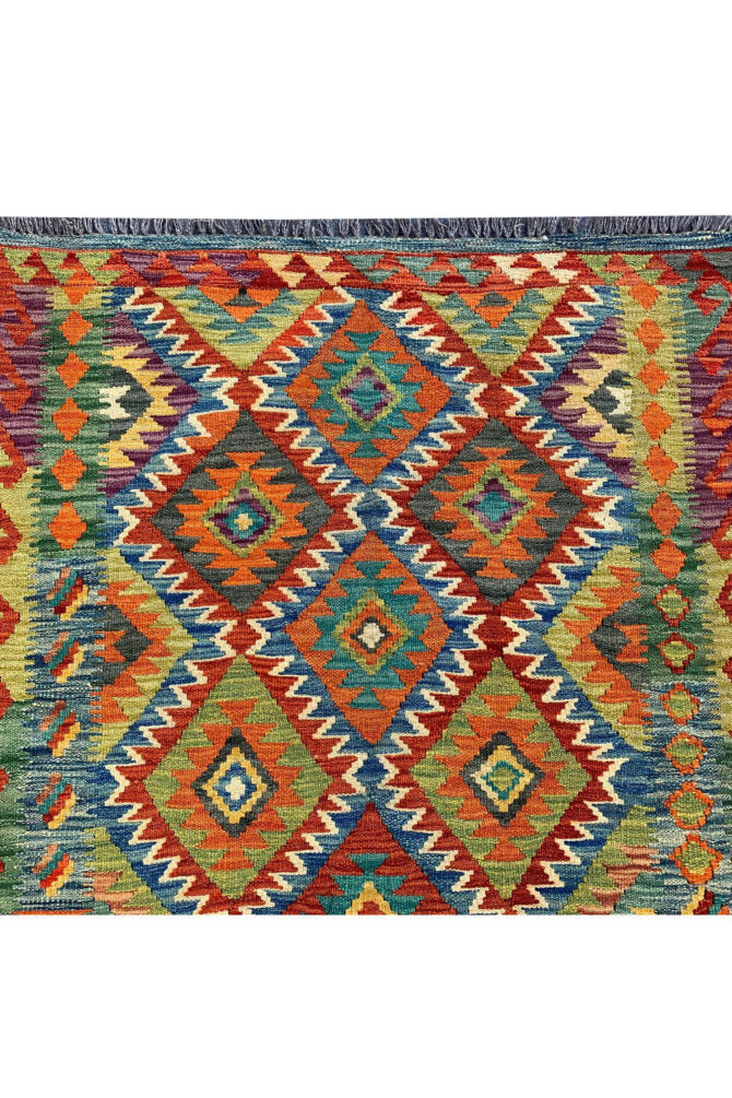 New Afghan Chobi Hand Woven Veg Dyed Wool Kilim Area Rug 5.1 x 3.7 Ft (1791 HM) - Image 5
