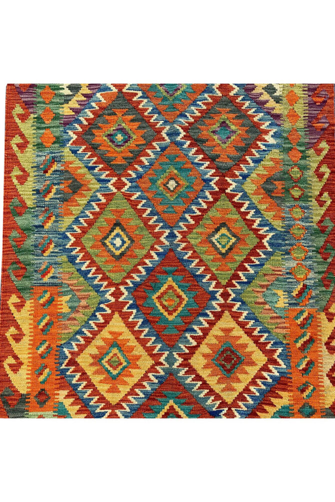 New Afghan Chobi Hand Woven Veg Dyed Wool Kilim Area Rug 5.1 x 3.7 Ft (1791 HM) - Image 6
