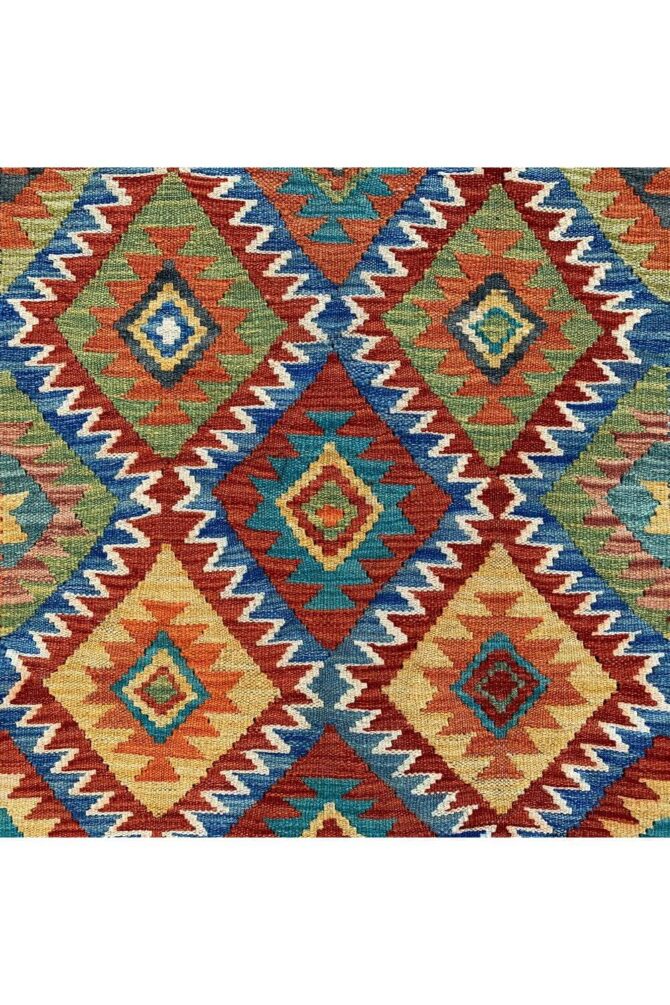 New Afghan Chobi Hand Woven Veg Dyed Wool Kilim Area Rug 5.1 x 3.7 Ft (1791 HM) - Image 7