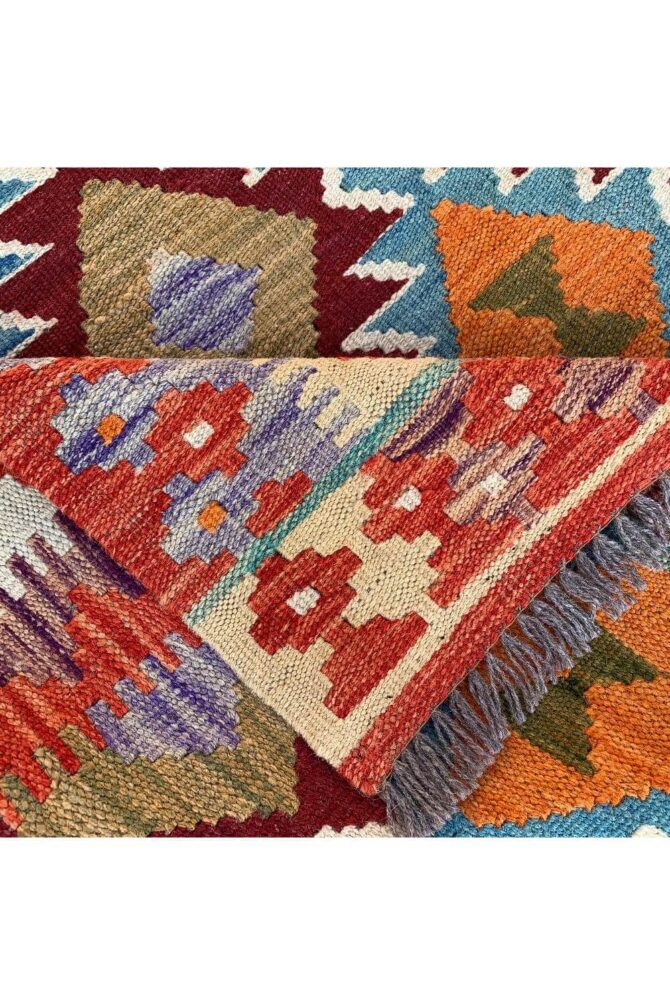 New Afghan Chobi Hand Woven Veg Dyed Wool Kilim Area Rug 4.10 x 3.4 Ft (1793 HM) - Image 8