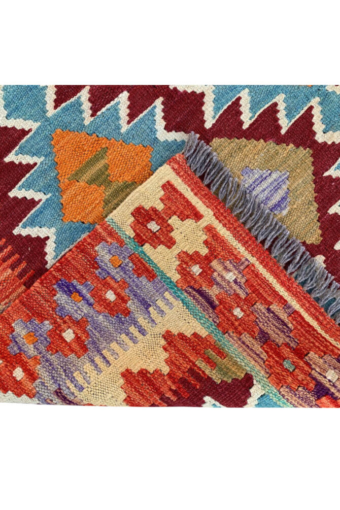 New Afghan Chobi Hand Woven Veg Dyed Wool Kilim Area Rug 4.10 x 3.4 Ft (1793 HM) - Image 9
