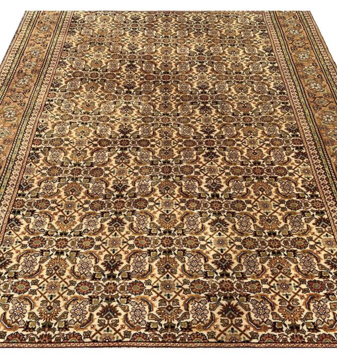 Hand Knotted Vintage Basheeri Wool Area Rug 9.6 X 6.6 Ft (423 Ger) - Image 6