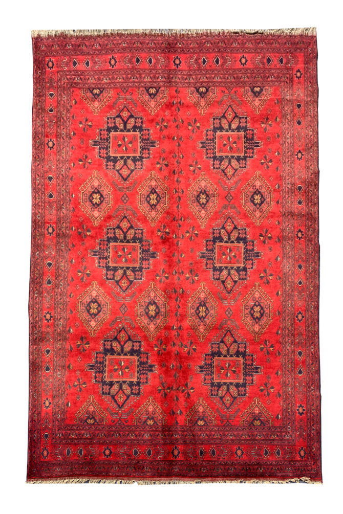 Authentic Hand Knotted Afghan Khal Muhammadi Wool Area Rug 9.3 X 6.5 Ft (868 HM)