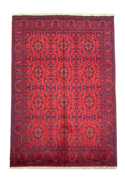 Authentic Hand Knotted Afghan Khal Muhammadi Wool Area Rug 7.9 X 5.9 Ft (855 HM)
