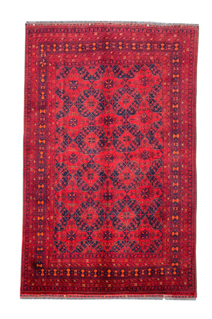 Authentic Hand Knotted Afghan Khal Muhammadi Wool Area Rug 9.4 X 6.5 Ft (874 HM)