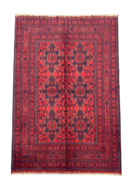 Authentic Hand Knotted Afghan Khal Muhammadi Wool Area Rug 7.5 X 5.9 Ft (860 HM)