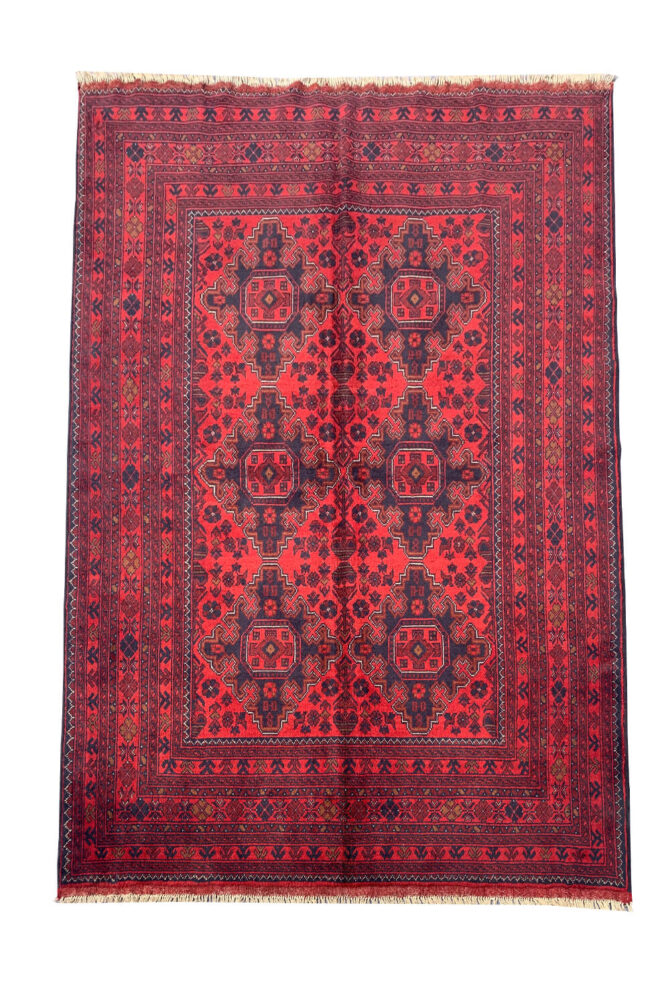 Authentic Hand Knotted Afghan Khal Muhammadi Wool Area Rug 7.5 X 5.9 Ft (860 HM)